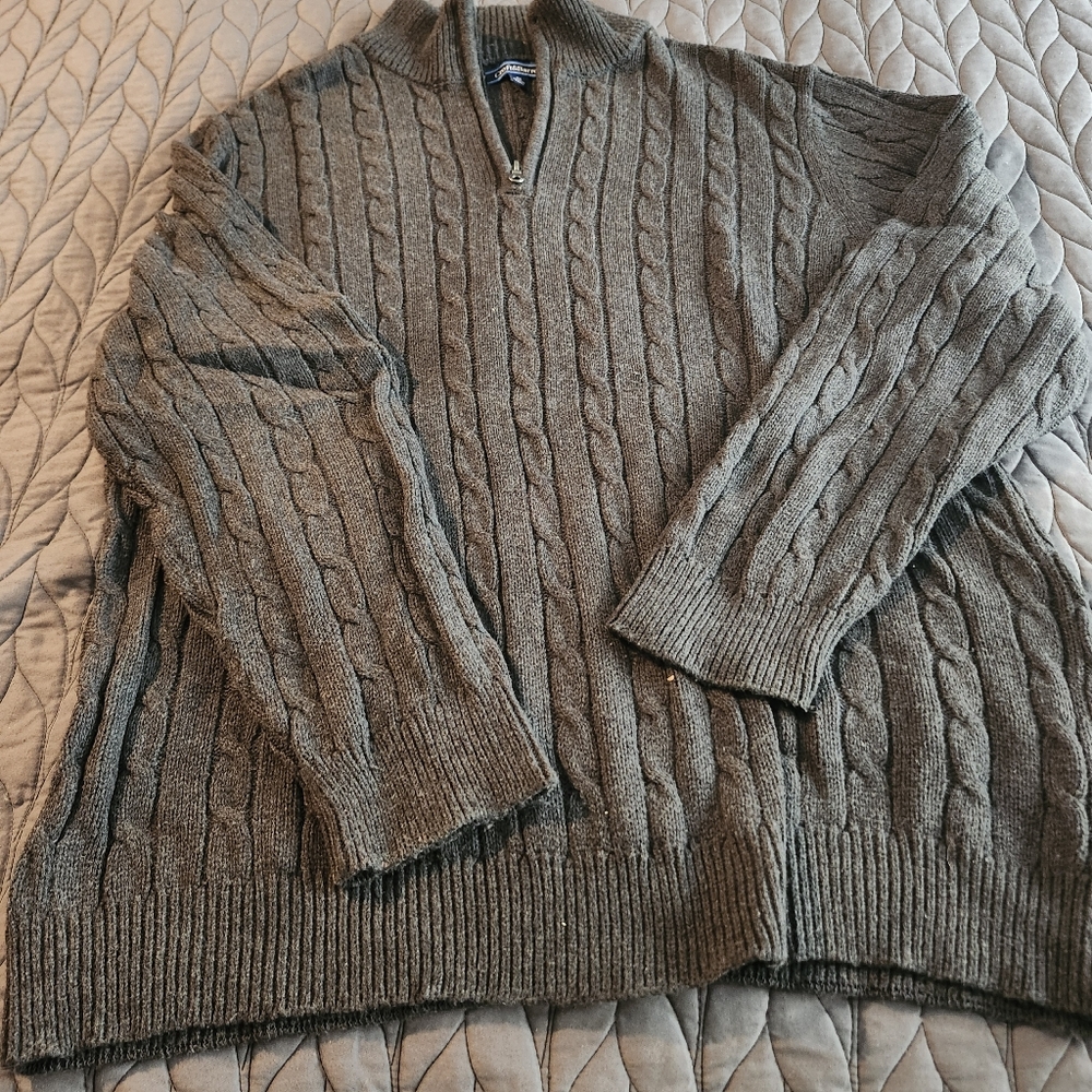 croft & barrow Dark Grey Cable-Knit Zip Pullover